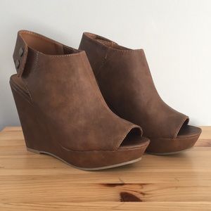 Candies Brown Wedge Heels